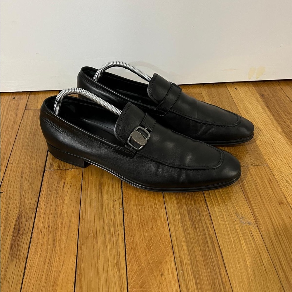 Salvatore Ferragamo Men's Gancini Bit Leather Loafers Shoes black Rainlux 9